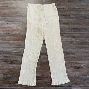 Zara Cream Crinkle Drawstring Pants